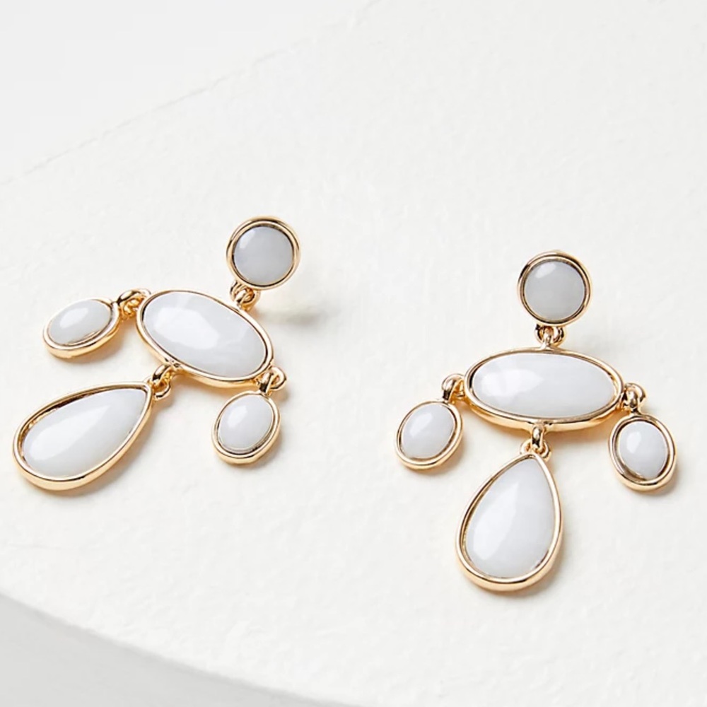 NWT Loft White Chandelier Earrings